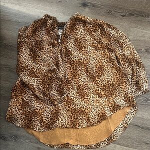 Lane Bryant Brown Leopard Print Blouse